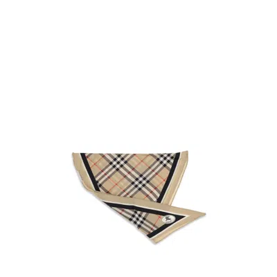 Burberry Silk Foulard Triangular Shape Plaid Pattern In Multi