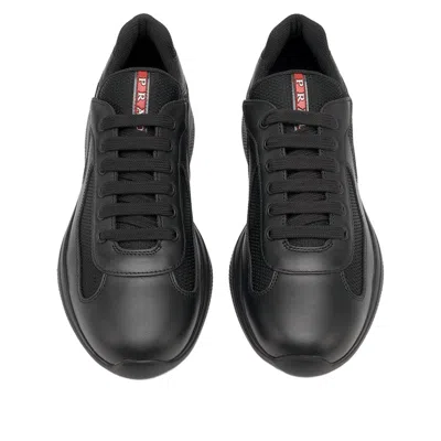 Prada Technical Sneakers Mesh Panels Rubber Sole In Black