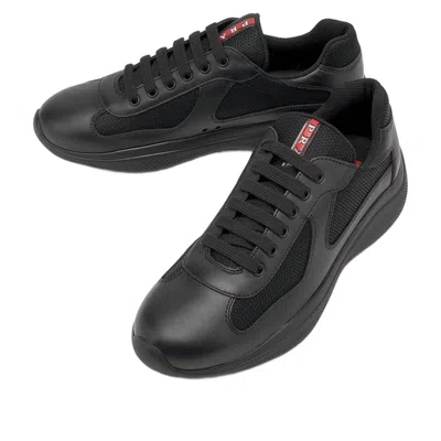 Prada Technical Sneakers Mesh Panels Rubber Sole In Black