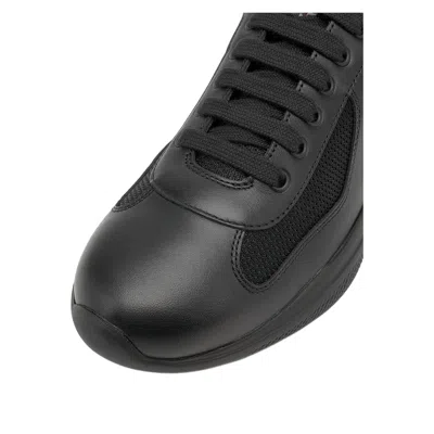 Prada Technical Sneakers Mesh Panels Rubber Sole In Black