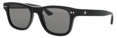 Montblanc Logo-engraved Square-frame Sunglasses In Black