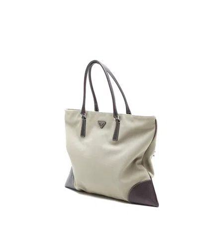Prada Canvas Tote Bag In White