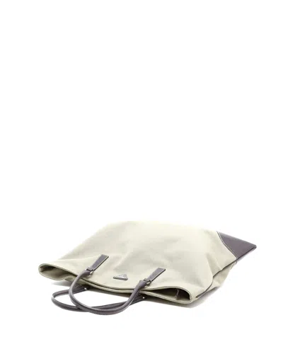Prada Canvas Tote Bag In White
