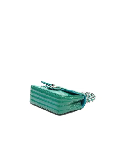 Pre-owned Chanel Mini Rectangular Chevron Single Flap Bag In Green