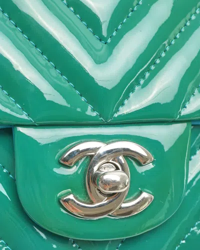 Pre-owned Chanel Mini Rectangular Chevron Single Flap Bag In Green