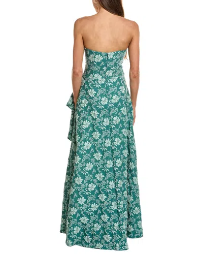 Rene Ruiz Strapless A-line Side Drape Gown In Green