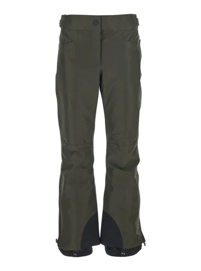 Moncler Green Slim Flat Front Pants In Green
