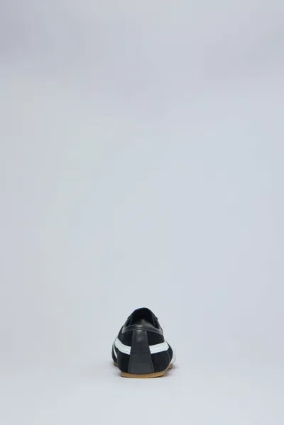 Dries Van Noten White Leather Striped Suede Sneakers In Black