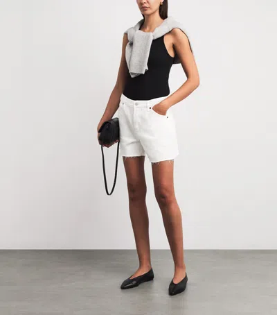 Still Here Denim Shorts In White