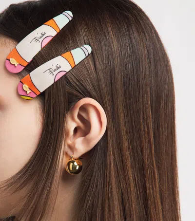 Pucci Printed Hair Clips In Multi