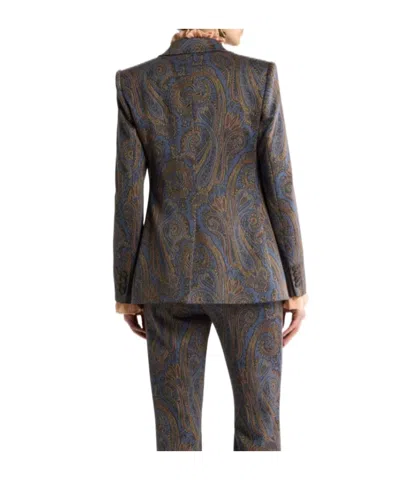 Etro Single-breasted Cotton-blend Jacquard Jacket With Paisley Motif In Brown