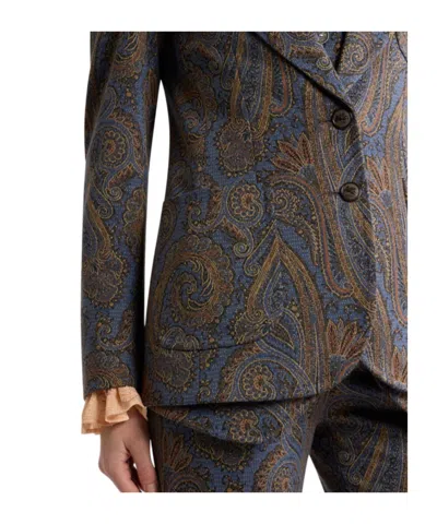 Etro Single-breasted Cotton-blend Jacquard Jacket With Paisley Motif In Brown