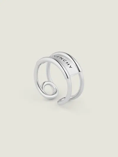 Givenchy Logo-engraved Open-band Ring In Metallic
