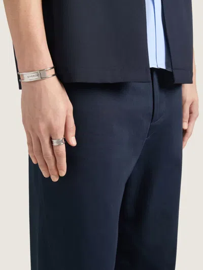Givenchy Logo-engraved Open-band Ring In Metallic