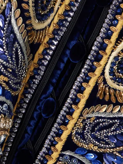 Etro Embroidered Embellished Velvet Vest In Black