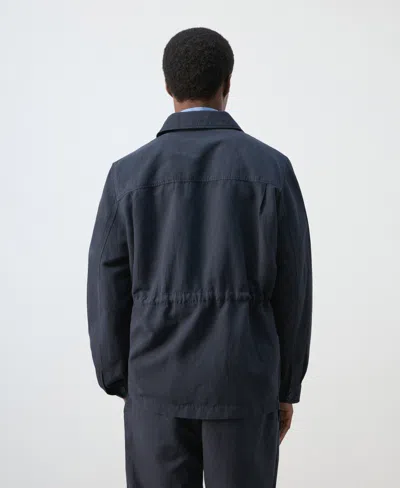 Mango Lyocell-linen Jacket With Pockets In Blue