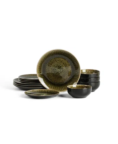 Stone Lain Riley 12-piece Dinnerware Set Stoneware In Black