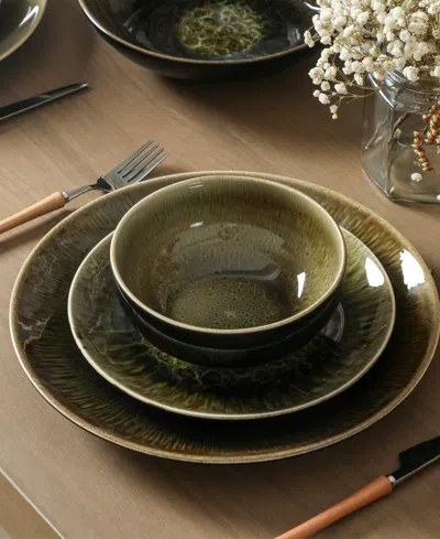 Stone Lain Riley 12-piece Dinnerware Set Stoneware In Black