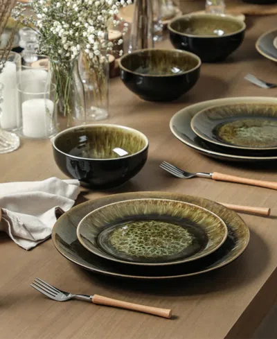 Stone Lain Riley 12-piece Dinnerware Set Stoneware In Black
