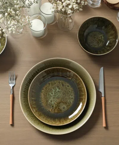 Stone Lain Riley 12-piece Dinnerware Set Stoneware In Black