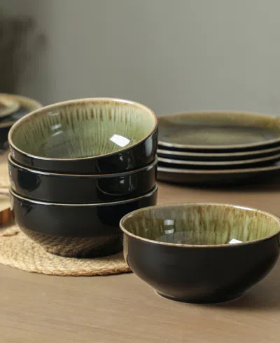 Stone Lain Riley 12-piece Dinnerware Set Stoneware In Black