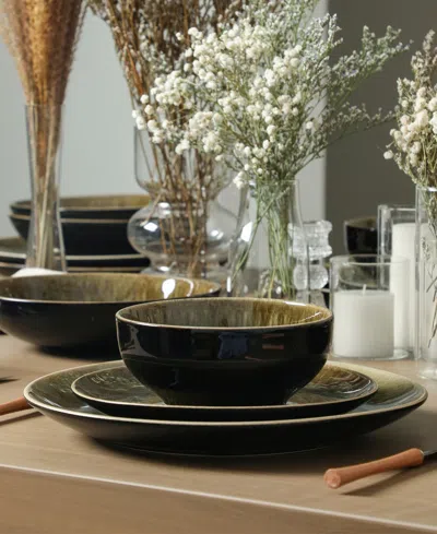 Stone Lain Riley 12-piece Dinnerware Set Stoneware In Black