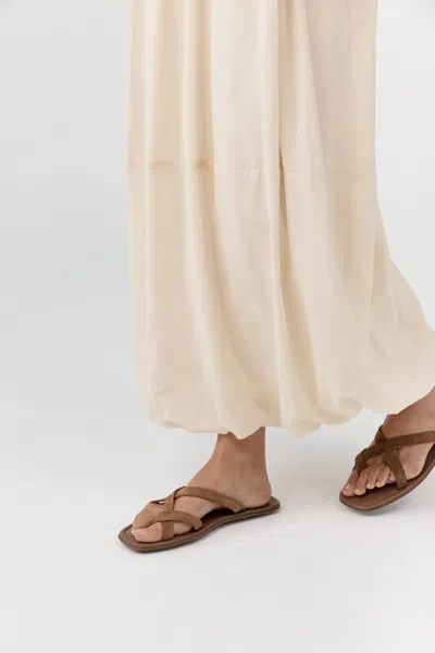 St Agni Suede Soft Strap Slide In Brown