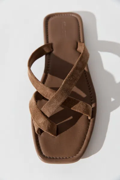 St Agni Suede Soft Strap Slide In Brown