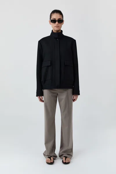 St Agni Wool Longline Bomber Jacket In Black