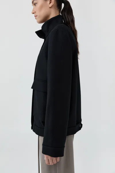 St Agni Wool Longline Bomber Jacket In Black