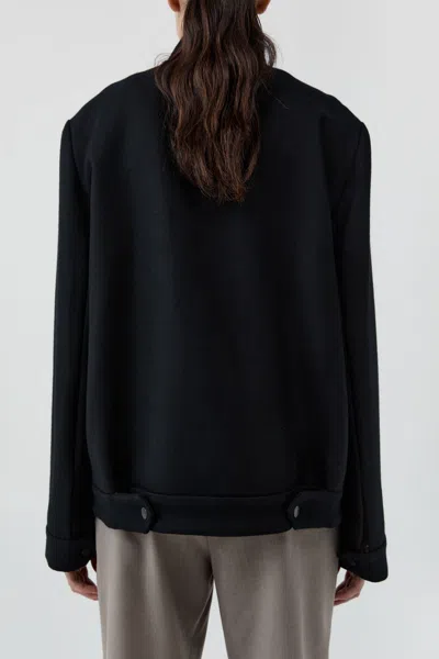 St Agni Wool Longline Bomber Jacket In Black