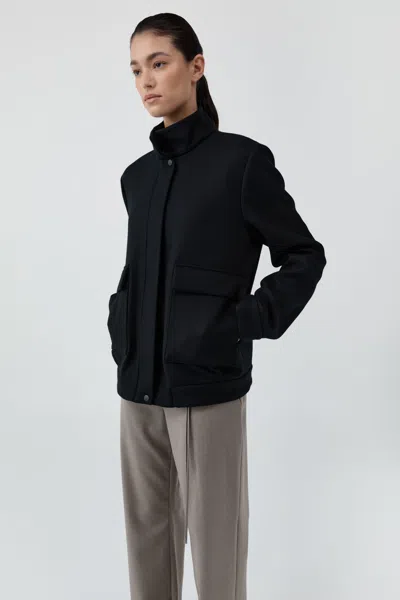 St Agni Wool Longline Bomber Jacket In Black