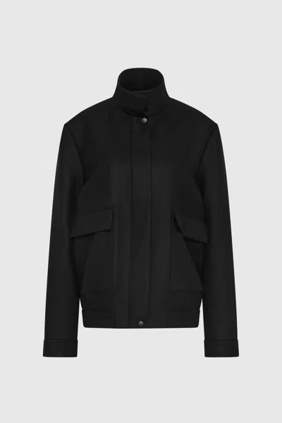 St Agni Wool Longline Bomber Jacket In Black