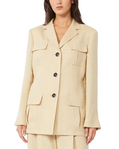 Max Mara Linen Single-breasted Suit Jacket In Brown