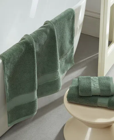Calvin Klein Iconic Cotton Jacquard 3-piece Towel Set In Green