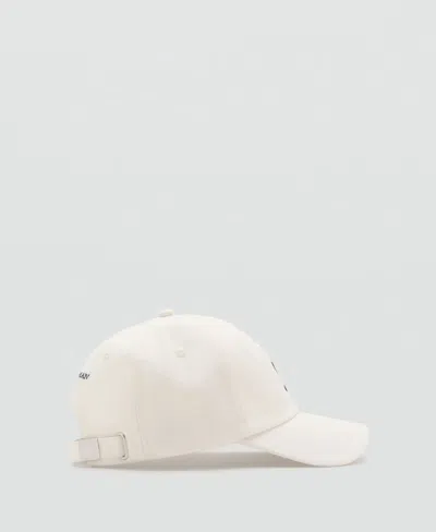 Mango Embroidered Cotton Cap In White