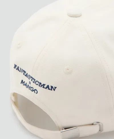 Mango Embroidered Cotton Cap In White
