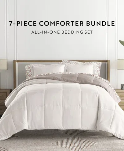 Ienjoy Home Bedding Bundle Reversible Pattern 7-piece Comforter Set, King