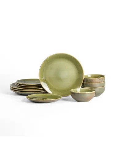 Stone Lain Riley 12pc Dinnerware Set In Green