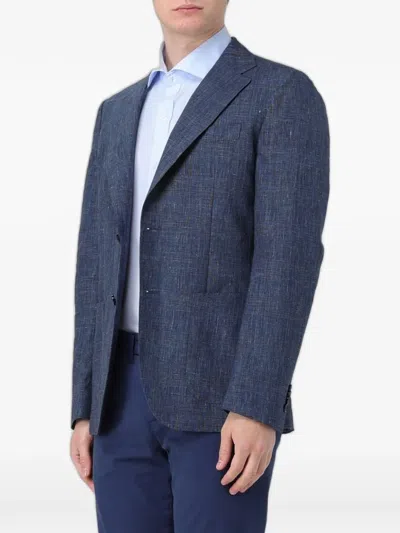 Fay Check-pattern Blazer In Blue