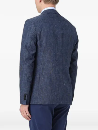 Fay Check-pattern Blazer In Blue