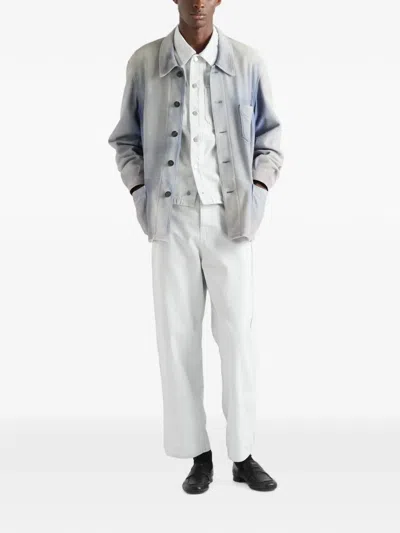 Prada Suede Caban Jacket In Blue