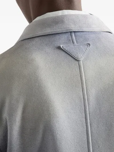 Prada Suede Caban Jacket In Blue