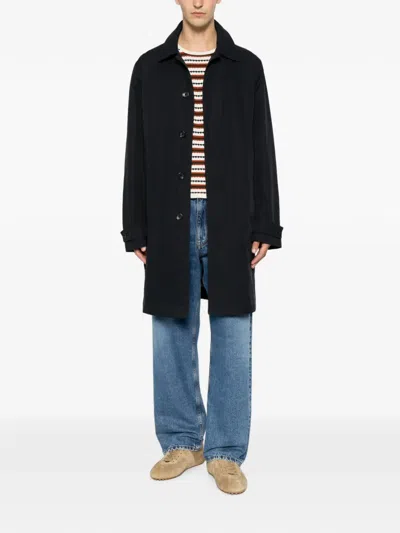 Ps By Paul Smith Showerproof Button-front Coat In Blue