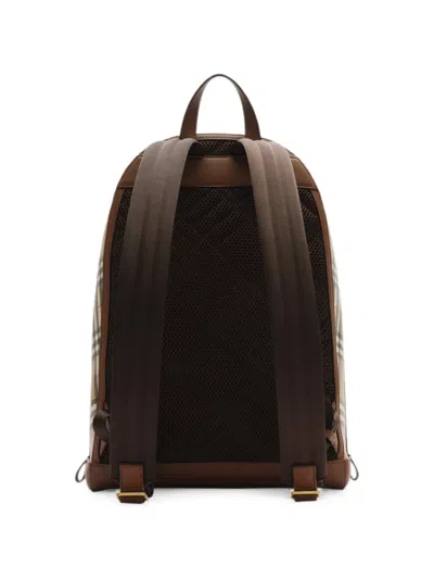 Burberry Check Backpack In Brown