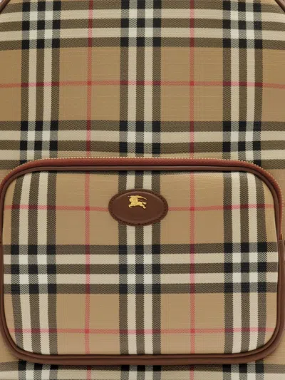 Burberry Check Backpack In Brown