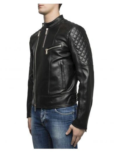 Shop Dsquared2 Black Leather Jacket