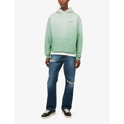 Represent Relaxed Fit Cotton Hoodie With Printed Logo In Green