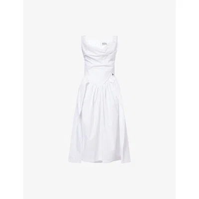 Vivienne Westwood Sunday Draped Cotton And Silk Midi Dress In White