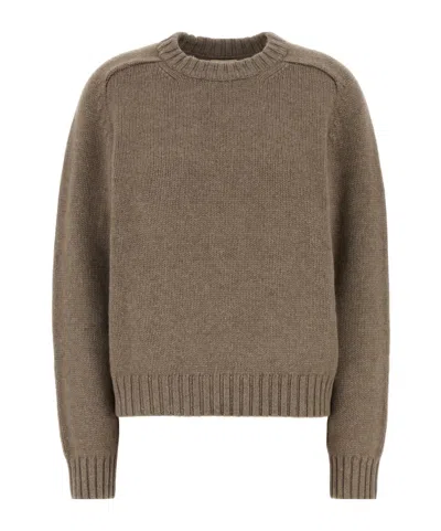 Khaite Mae Cashmere Pullover With Extended Sleeves In Brown